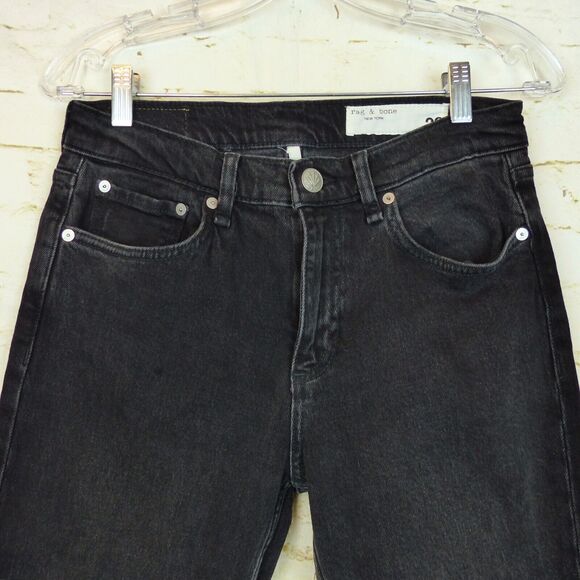 Rag & Bone Peyton Jeans Womens 26 Black Mid Rise Ankle Boot Cut Raw Hem Grunge - Picture 3 of 10